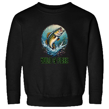 Discover Leaping Largemouth Bass - Wild & Free Art Sweatshirts