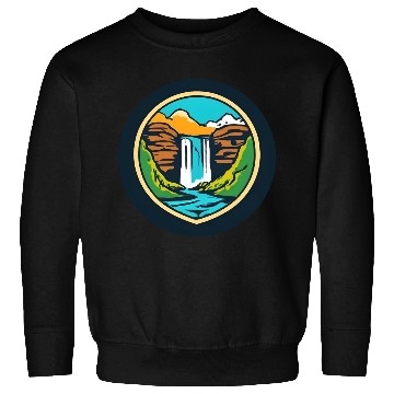 Discover Framed Circular Waterfall Landscape - Bold Nature Sweatshirts