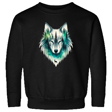 Discover Majestic Wolf with Nature Elements Design Sweatshirts