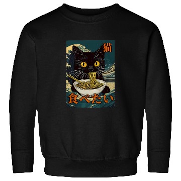 Discover Cat Ramen Japanese Graphic Art Kawaii Kitty Anime Sweatshirts