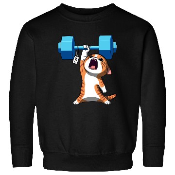 Discover Workout Strength! Tiny Warrior Cat Huge Muscles. Sweatshirts