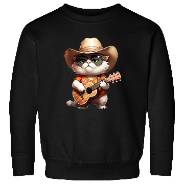 Discover Orange Cowboy Cat with Guitar Sweatshirts