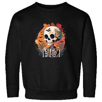 Discover Sunset Skeleton with Retro Vibe Sweatshirts