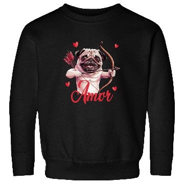 Discover Amor Cupid Pug with Bow and Hearts Sweatshirts