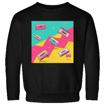 Discover Retro Cassette Tape Pattern Sweatshirts