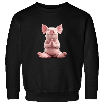 Discover Peaceful Meditating Pig Artwork for Relaxation Sweatshirts
