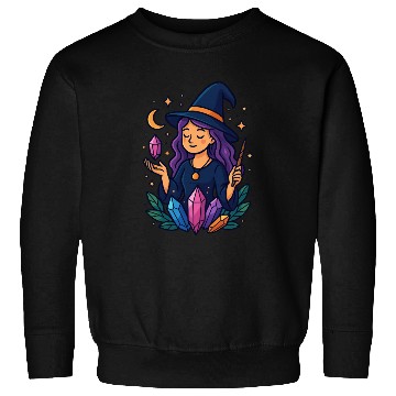 Discover Mystical Crystal Witch Illustration Sweatshirts