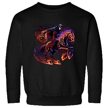 Discover Haunted Pumpkin Rider – Neon Horror Chase Sweatshirts