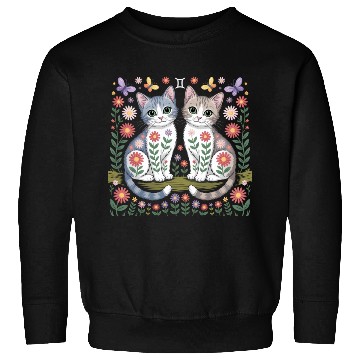 Discover Gemini Zodiac Twin Cats Art Sweatshirts