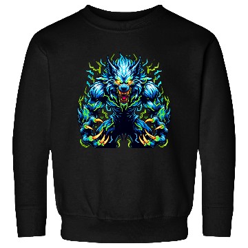Discover Neon Alpha Howler – Electric Werewolf Rage Sweatshirts