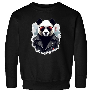 Discover Cool Panda with Sunglasses & Leather Jacket Sweatshirts
