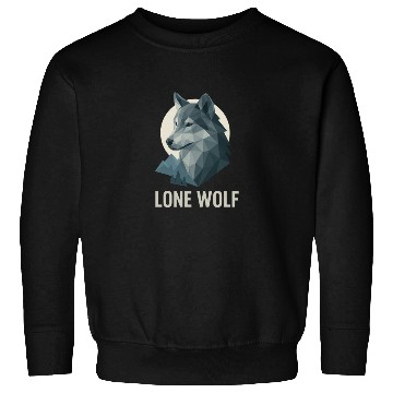 Discover Lone Wolf – Geometric Wolf Head under Moon Wildern Sweatshirts