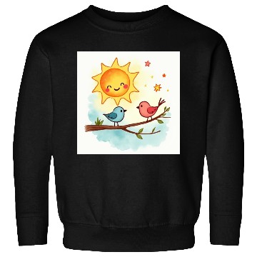 Discover Cheerful Sun and Heart Illustration Sweatshirts