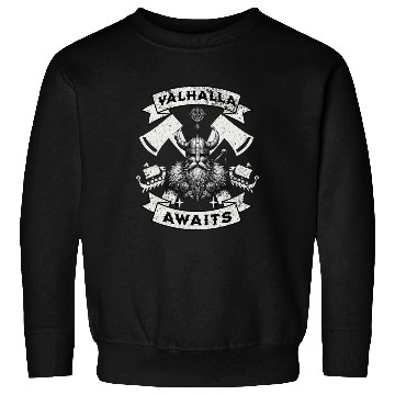 Discover Valhalla Awaits - Viking Warrior Design Sweatshirts