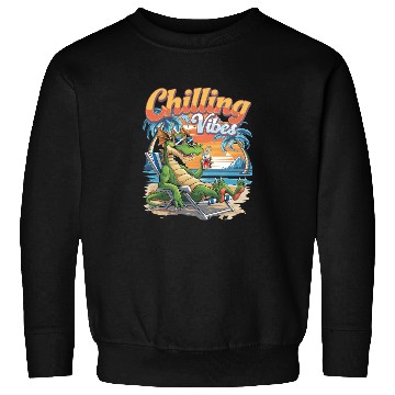 Discover Chilling Vibes Dragon Relaxing Beach Scene With Sweatshirts