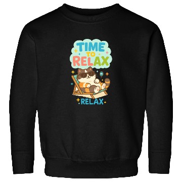 Discover Time to Relax – Cute Cat Chilling in a Beach Chair Sweatshirts