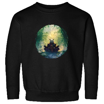 Discover Panda Meditates In A Bright Bamboo Forest Sweatshirts