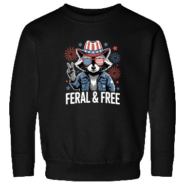 Discover Feral And Free Patriotic Raccoon Sweatshirts