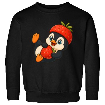 Discover Cute penguin with fruity strawberry hat cartoon Sweatshirts
