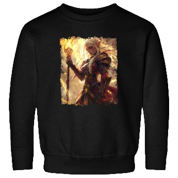 Discover Fiery Elf Mage with Glowing Magical Staff Design Sweatshirts