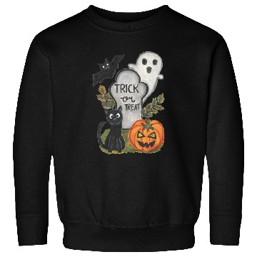 Discover Halloween trick or treat theme watercolor artwork Sweatshirts