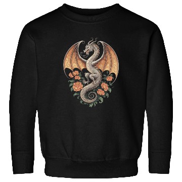 Discover Majestic Dragon with Roses Fantasy Design Sweatshirts