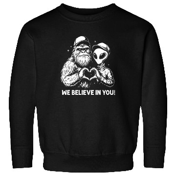 Discover Alien Bigfoot Heart Hands Cryptid Funny Sweatshirts