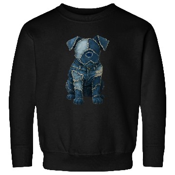 Discover Cute Denim Patchwork Art Dog Sweatshirts