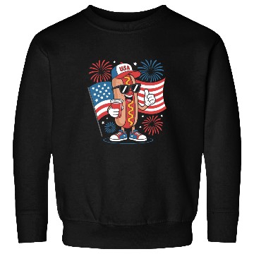 Discover 4th Of July Hotdog American Flag Patriotic Firewor Sweatshirts