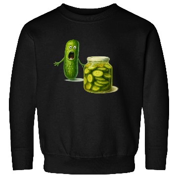 Discover Funny Pickle Cartoon Cute Dill Pickle Jar Reaction Sweatshirts