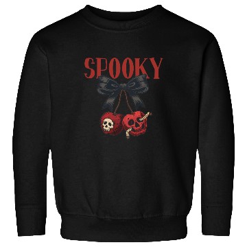 Discover Spooky Skull Cherry Bow Halloween Sweatshirts