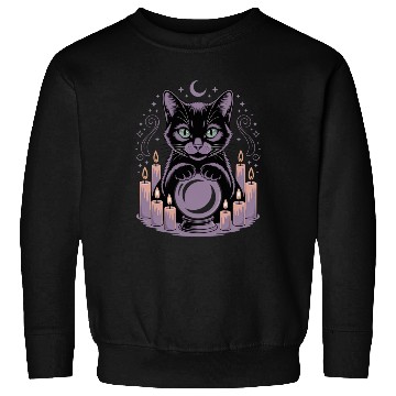 Discover Witchy Cat with Crystal Ball and Candles Sweatshirts