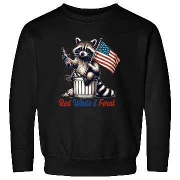 Discover Red White and Feral Raccoon 4th July Sweatshirts