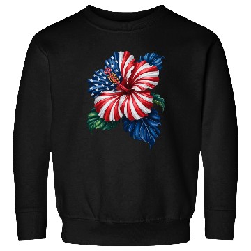 Discover Hibiscus Flower Patriotic American Flag 4th Sweatshirts
