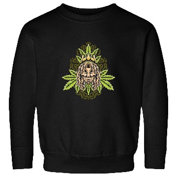 Discover handdrawn lion marijuana leaf with old school t Sweatshirts