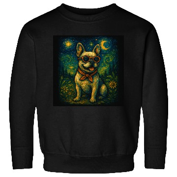 Discover Starry Night Dog Funny Art Style Retro Glasses Pet Sweatshirts