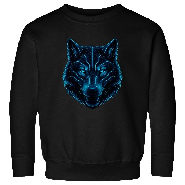 Discover Cyber Wolf – Futuristic Neon Blue Wolf Head Sweatshirts