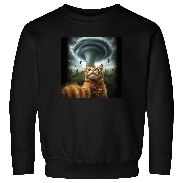 Discover Funny Tornado Cat Selfie Flying Cow Meme Sweatshirts