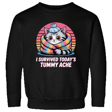 Discover I Survived Today’s Tummy Ache Cat Sweatshirts