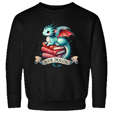 Discover Funny Book Lover Book Reading Dragon Sweatshirts