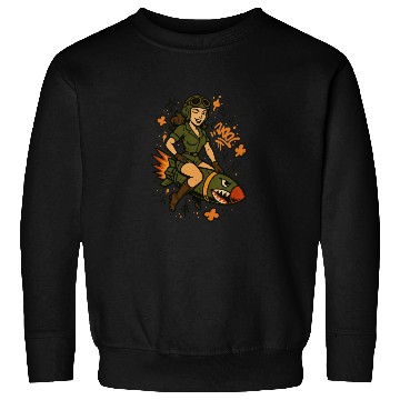 Discover Pin-Up Pilot on Missile | Vintage Graffiti Art Sweatshirts