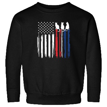 Discover Patriotic Cat Lover - American Flag with Cat Silho Sweatshirts