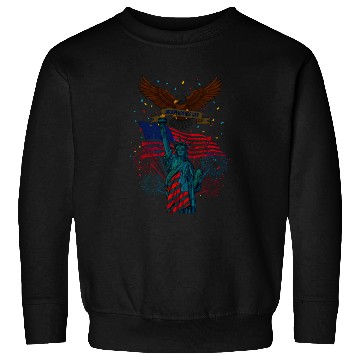 Discover US flag with eagle and statue of liberty Sweatshirts