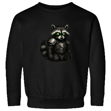 Discover Armored Forest Raccoon – Glowing-Eyed Fantasy Ward Sweatshirts