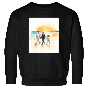 Discover family walking along the beach. Sweatshirts