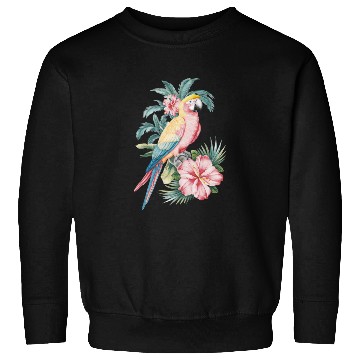 Discover Tropical Parrot and Hibiscus Flowers Sweatshirts
