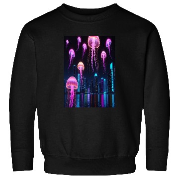 Discover Neon Jellyfish Over Cyber City Sweatshirts