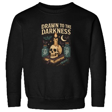 Discover Drawn to the Darkness Gothic Skull and Candle Sweatshirts