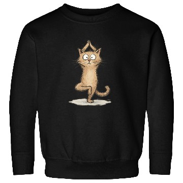 Discover Whimsical Yoga Cat Illustration Sweatshirts