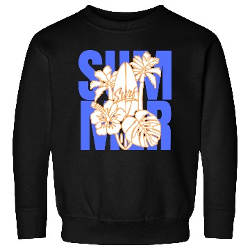 Discover Summer Surfboard & Palm Tree Tropical Design Sweatshirts